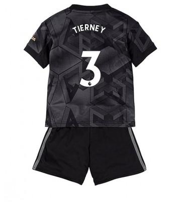 Arsenal Kieran Tierney #3 Bortedraktsett Barn 2022-23 Kortermet (+ Korte bukser)